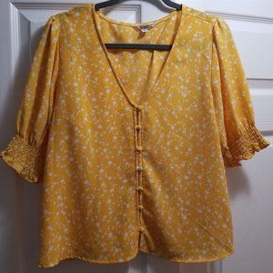 Steve Madden Yellow Floral Blouse